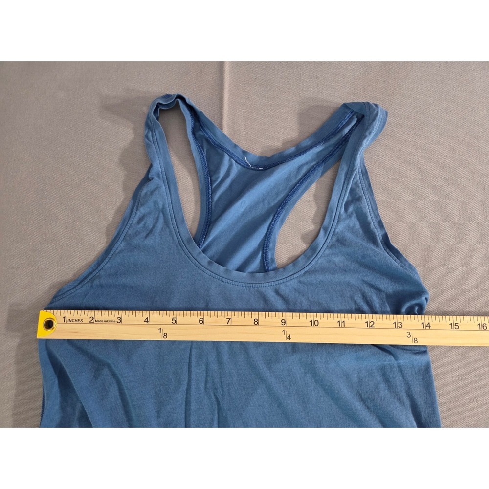Lululemon Tank Top Womens 2 Blue Soft Cotton Stretch Performance Gym Run Shirt - Picture 3 of 5